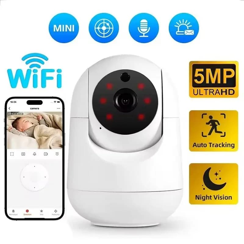 5MP WiFi Camera Smart Home Indoor Wireless IP Surveillance Camera AI Detect Automatic Tracking Security Baby Monitor