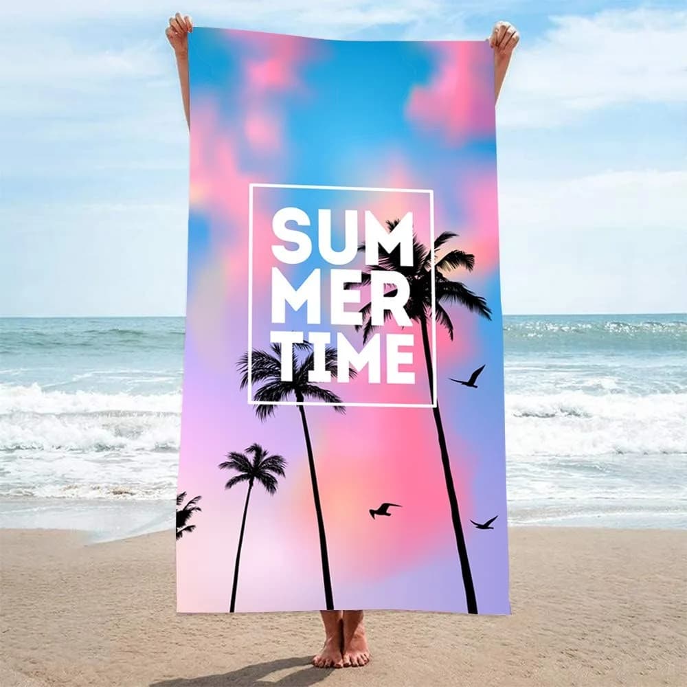 Letter Palm Tree Beach Towel 100x180CM Bath Towel Microfiber Yoga Mat Absorb Water Beach Blanket Outdoor Camping Picnic Blanket