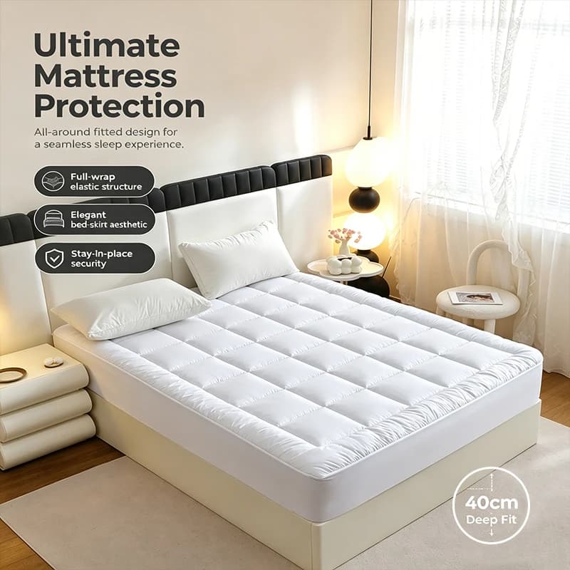 Twin Full Queen King Dark Grey White 360g Per Square Meter Filling Mattress Topper Mattress Protector Cover