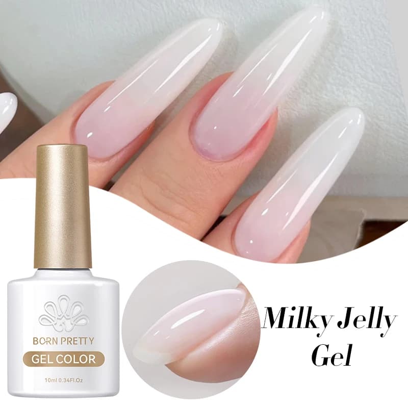 BORN PRETTY 10ml Milky Jelly White Gel Nail Polish Translucent Semi Permanent Soak Off UV LED Gel Varnish Manicure Nail Art