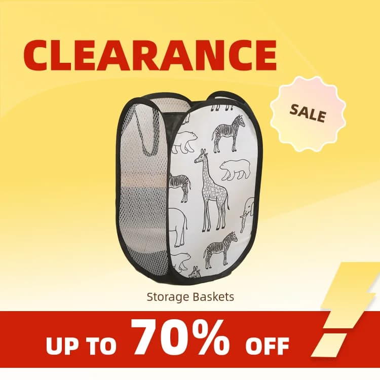 Clearance_Black Storage Basket for Dirty Clothes Debris Home Laundry Basket Giraffe Printed Polyester Mesh Fabric Organizers 19x