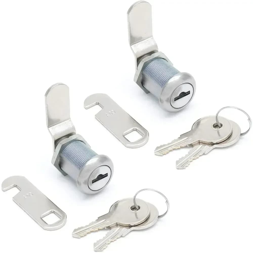 2 Pack Cabinet Cam Lock with 7/8 Inch Cylinder, Offset & Hook Cam Thumb Locks, Tool Box Lock Replacement RV Locks for Storage Do