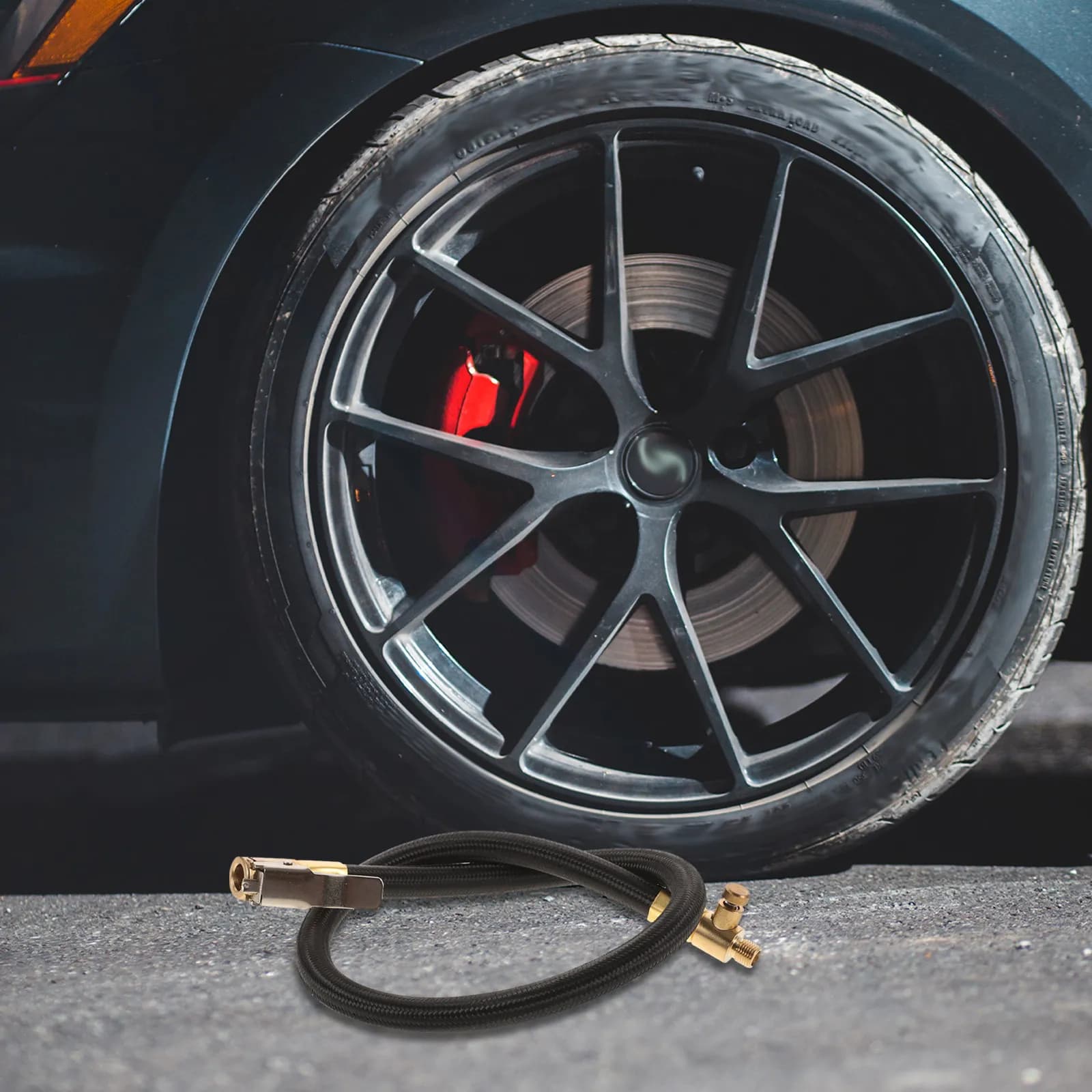 Car Air Pump Extension Tube Portable Tire Inflator Hose with Deflation Function for Quick Pressure Adjustment Compatible with