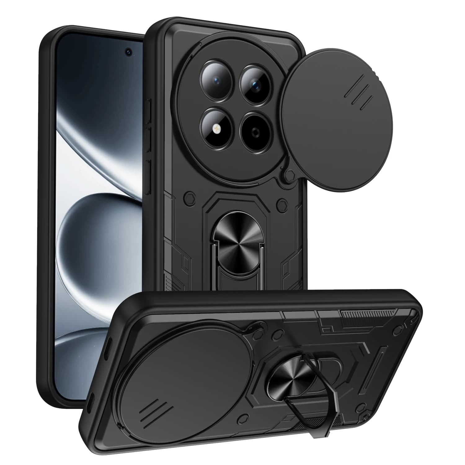 For Xiaomi Redmi Note 15 Pro+ 5G Case Armor Slide Lens Protect Phone Cover for Redmi Note15Pro 5G Car Magnetic Holder Ring Funda