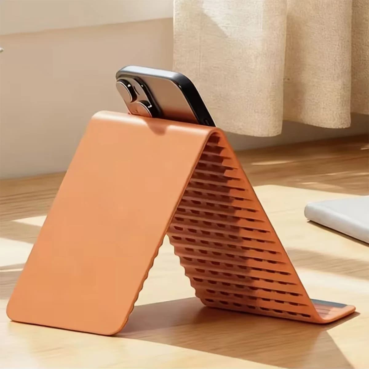 Multi-Layer Foldable Magic Stand – Aluminum & Silicone, for Phone/Tablet/Laptop, Desktop/Hanging, Anti-Slip, Rollable for Office