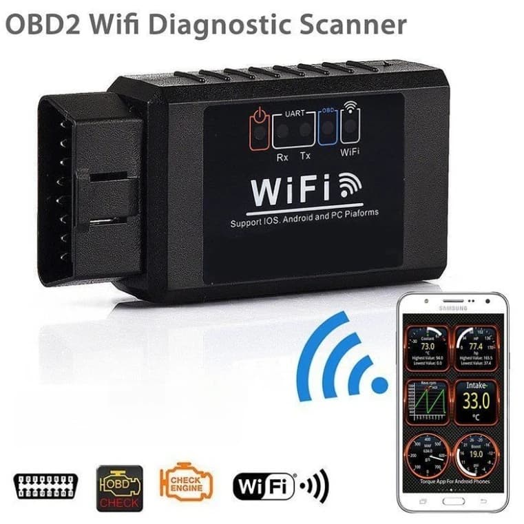 OBD Connector WiFi V1.5 Code Reader Car OBD 2 Diagnostic Tool Black Color ELM327 OBD Adapter Wireless Scanner Detector