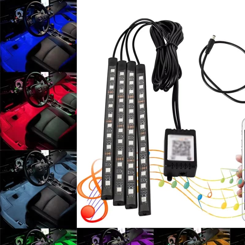 RGB Universal Car Ambient Lights LED Strip Interior Atmosphere Lamps 8 Colors Decorative Off Road 4x4 SUV Automobile Accessories