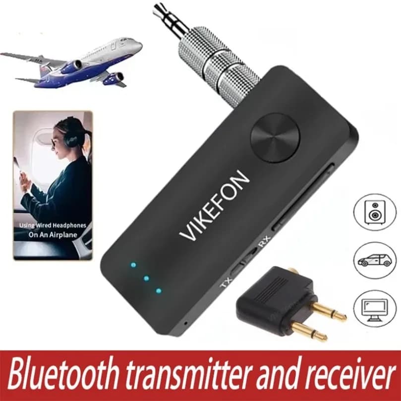 2 In 1 Bluetooth 5.4 Audio Receiver Transmitter Hifi Stereo Wireless Adapter 3.5MM AUX With Mic For Car Airplane TV PC Speaker