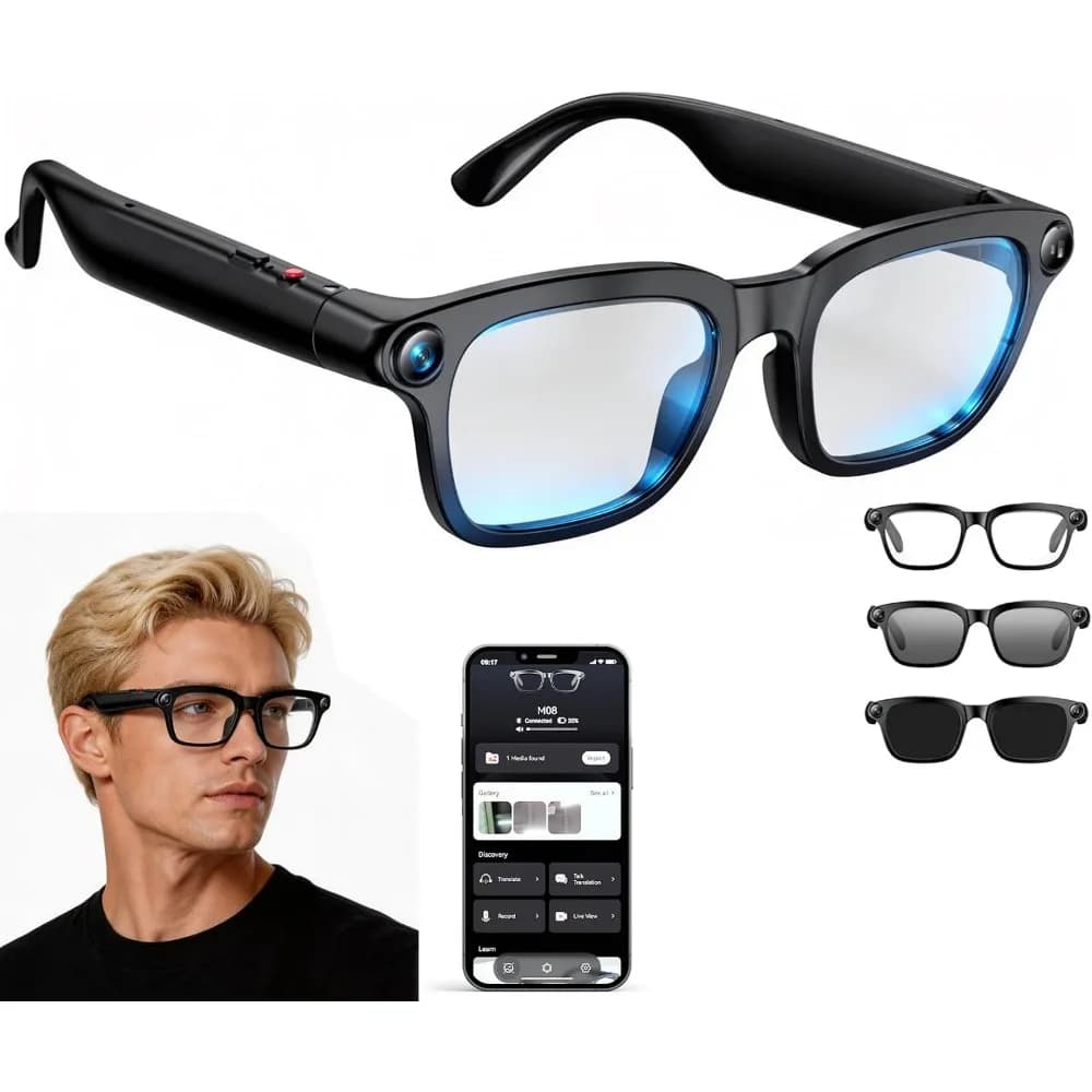 Smart Glasses: 4K Video, Dual Lens Sunglasses, Open-Ear Audio, AI Translation and Voice Assistant for Travel and Sports