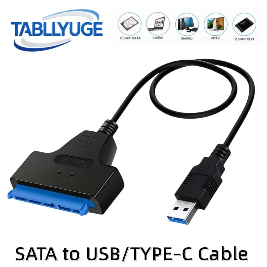 USB SATA Cable SATA To USB 3.0 / 2.0 /TYPE-C Adapter Support 2.5Inch External SSD HDD Hard Drive 22 Pin Sata Cable Adapter