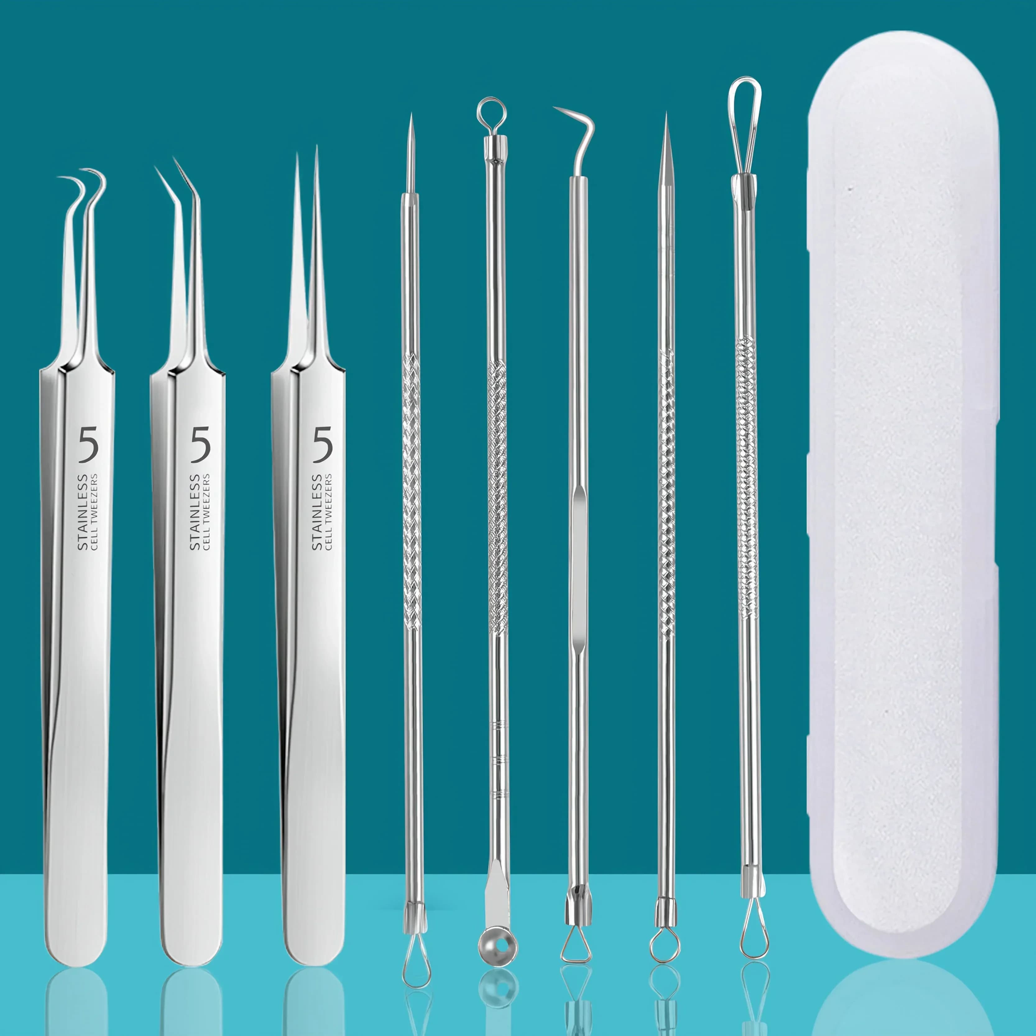 Optional 4Pcs 7Pcs 8Pcs Stainless Steel Skin Care Tool Set For Blackhead And Pimple Household Salon Grooming Accessory