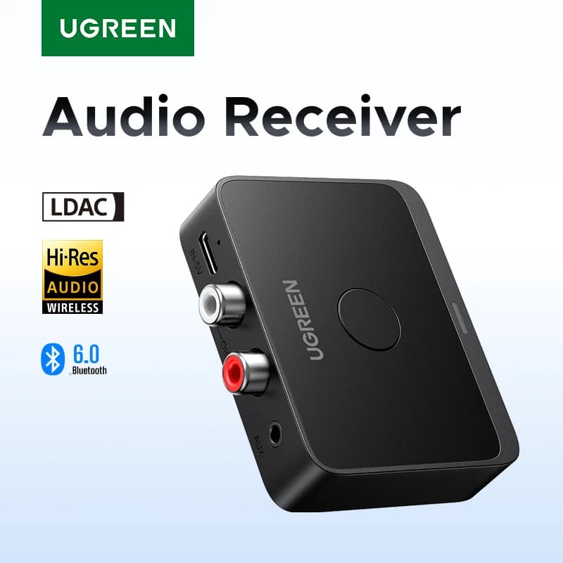 UGREEN AUX Bluetooth Receiver LDAC AAC Hi-Fi 3.5mm Jack 2RCA RCA Audio Bluetooth 6.0 Adapter Receivers 15h For Car Speaker PC