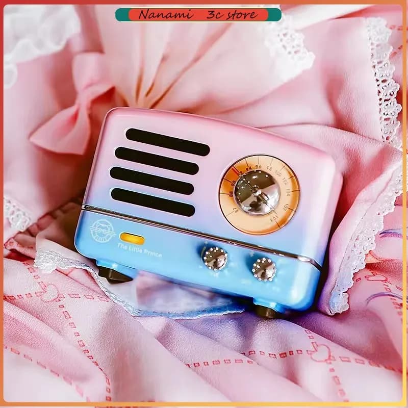 MW-2A Audio Little Prince OTR Energetic Wave Gradient Metal Shell FM/AUX/Bluetooth Mode Retro Radio Bluetooth Mini Speaker Gifts