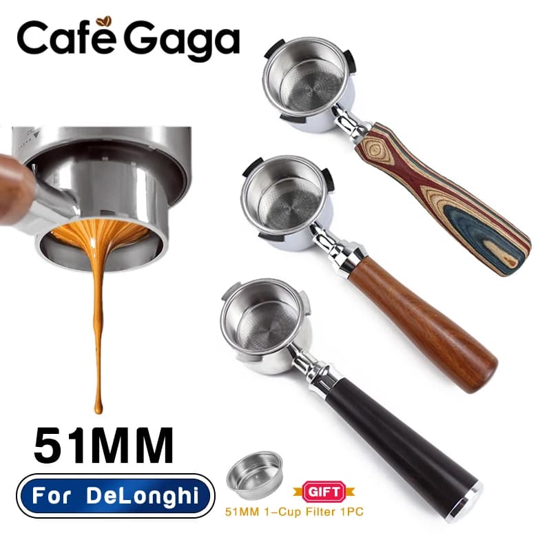 Coffee Bottomless Portafilter 51mm Naked For Delonghi EC680 EC685 EC200 Filter Basket Espresso Machine Accessories Barista Tools