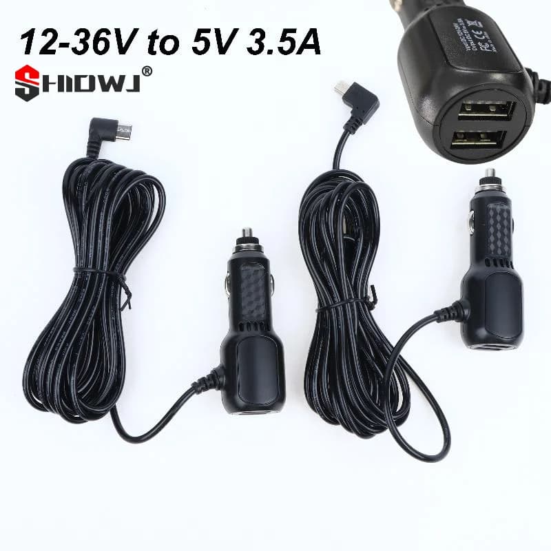1Pcs 5V 3.5A Type C USB Car Charger Adapter For Dash Cam Cellphone Car Radar Detector GPS DVR 3.5 Meters Wire