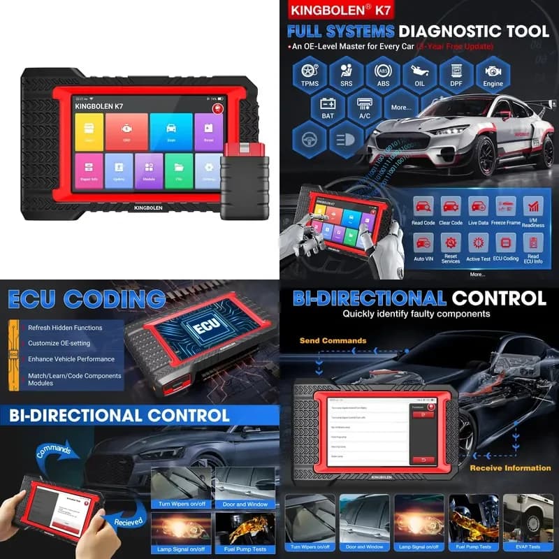 Kingbolen K7 Automotive Scanner Escaner Automotriz OBD2 Scan Tool ECU Coding Machine With 28 Resets Free Update