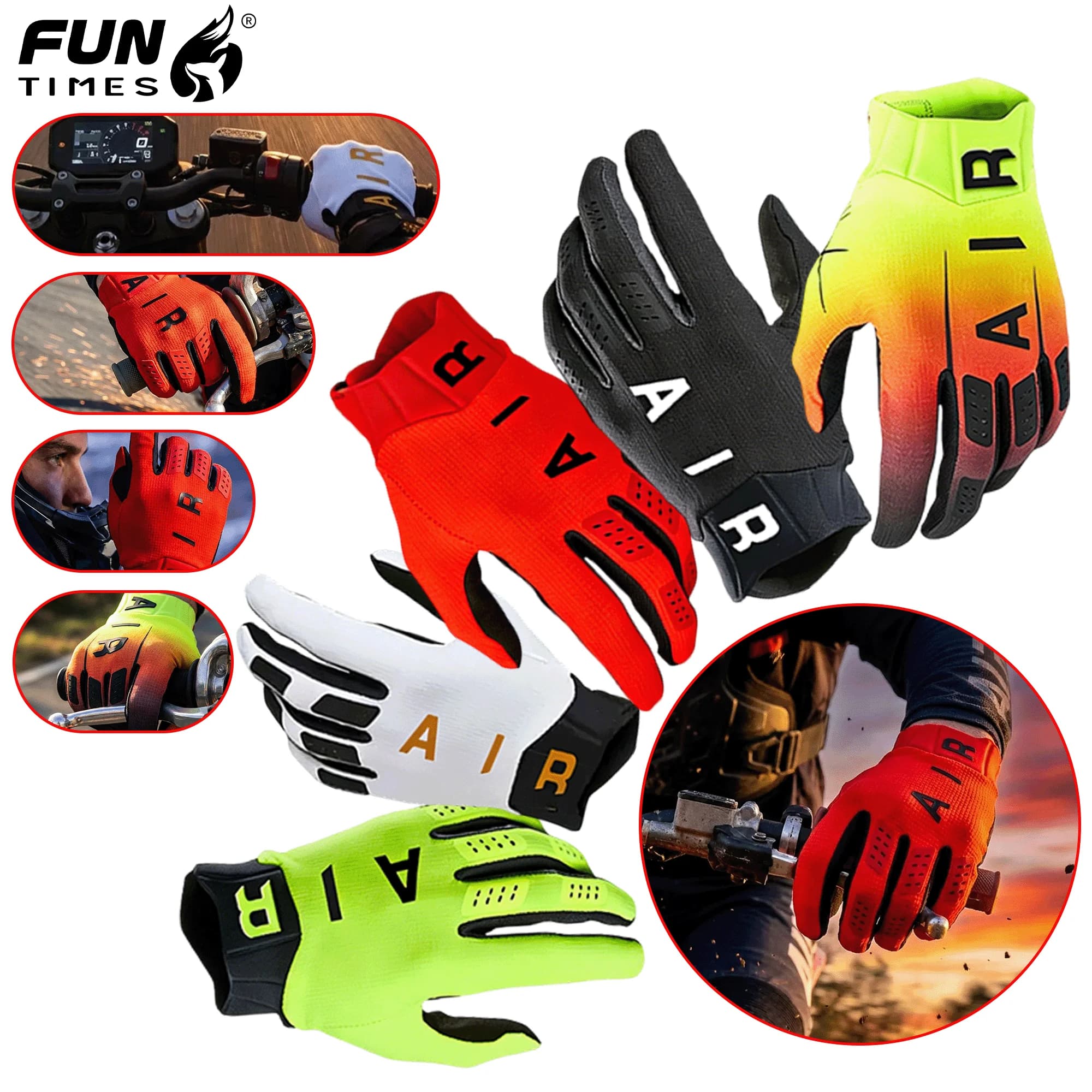 AIR 6 Colors Men Motorcycle Gloves Touch Screen Mountain Bike Mtb Gloves Full Finger Motocross Racing Protective Gloves