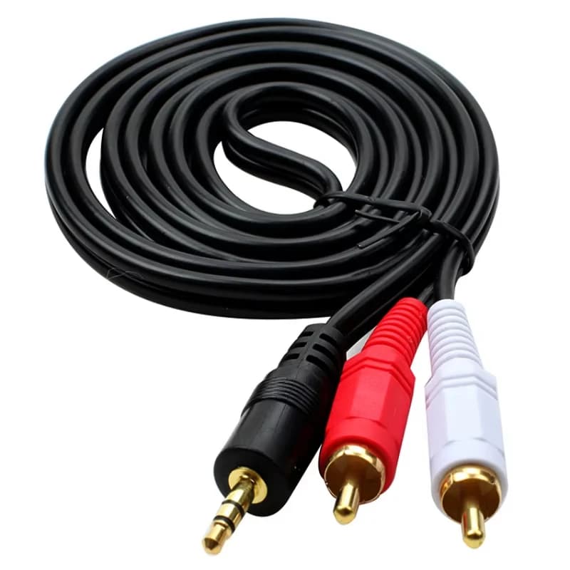 1m Audio Cable 3.5 Jack To 2 Rca Male To Male 2rca To 3.5mm Aux Stereo Audio Car Cable Splitter