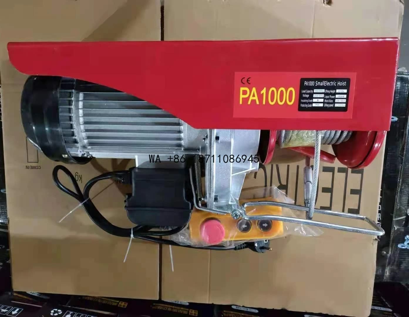 300kg Quiet Portable Mini Electric Hoist Remote Control 220V Wire Rope Sling for Lifting