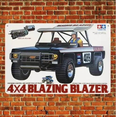 Metal Poster Vintage Rc Car Tin Sign Plaque Tamiya Blazing Boxart
