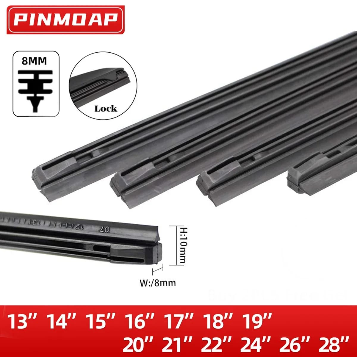 Auto Car All seasons Windshield Wiper Blades Refills Natural Rubber Strips for 3 StageType of Wiper Blade 14" - 28" 16" 18" 26"