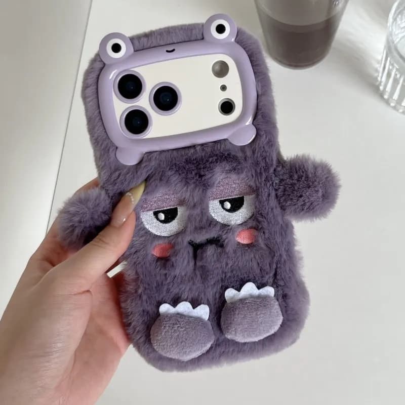 Cute Cartoon Funny dozing expression Phone Cases For iPhone 17 16 15 14 13 Pro Max Plush Soft Protection Cover