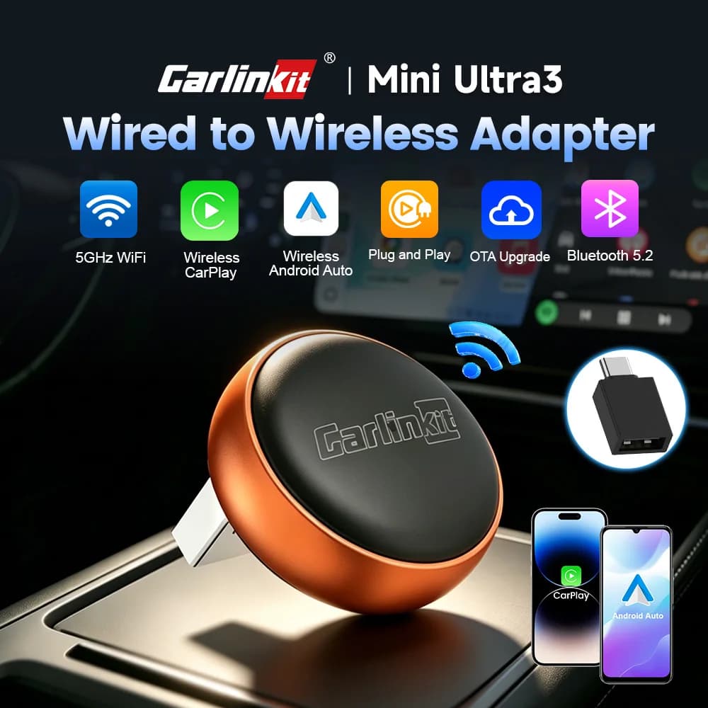 CarlinKit 2 IN 1 CarPlay Android Auto Wireless Adapter WIfi 5GHz Wireless CarPlay Car AI Box For Smart Car Systems Plug and Play