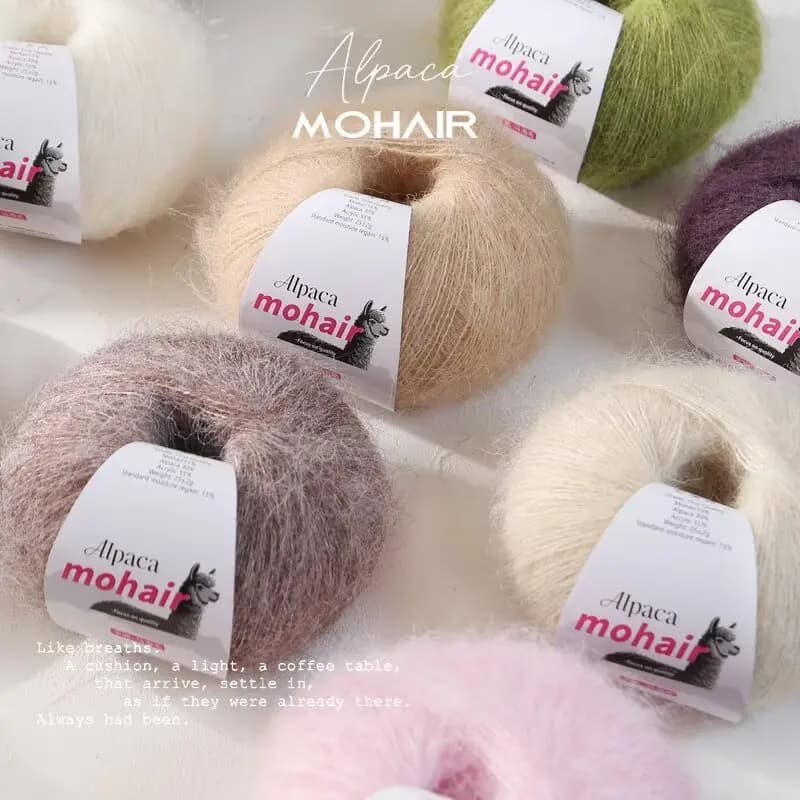 Lightweight Breathable Alpaca Mohair Yarn 25 Grams of Long Hair for Hand-knitted Sweater Coat Hat and Scarf Knitting Crocheting
