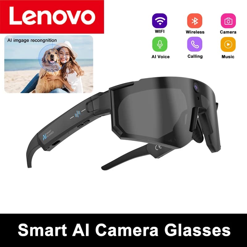 Lenovo Cycling Smart Camera Glasses 800MP Photochromic Smart Glasses Bluetooth Calling Photo Video ChatGPT Music Translation