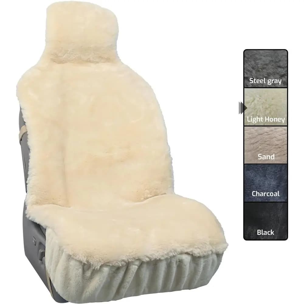Aegis Cover Premium Sheepskin Car Seat Cover Front Wrap Australian Merino Wool, Universal Fit for RV SUV Truck Sedan Most Vehicl