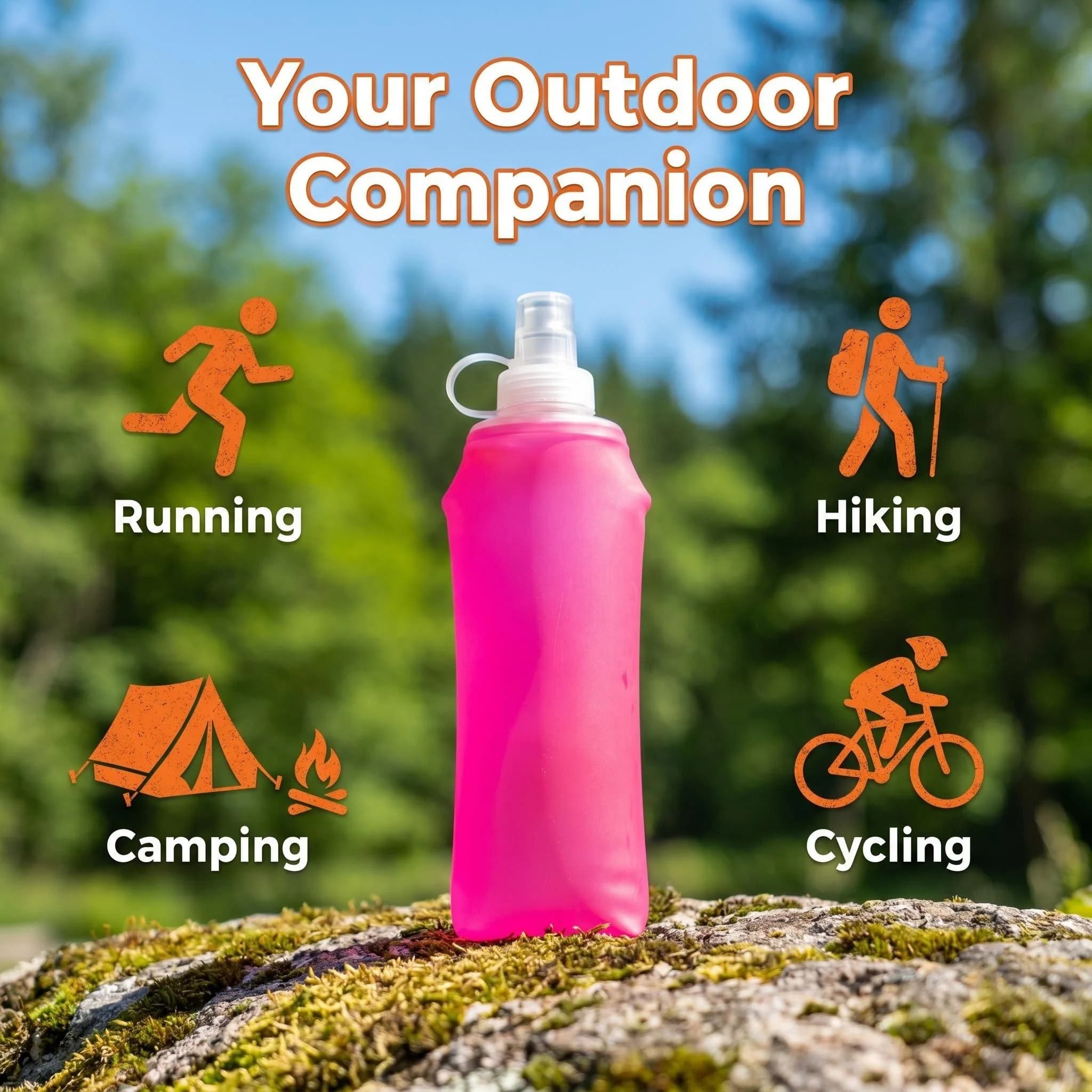Collapsible Silicone Water Bottle with Bite Valve, Space Saving Foldable Water Container for Travel Camping Hiking Running