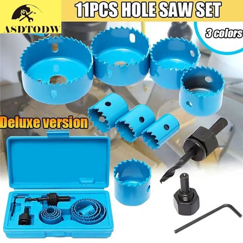 11pcs/set Hole Saw Cutting Set Kit Tools 19-64mm with Case for thin wooden board