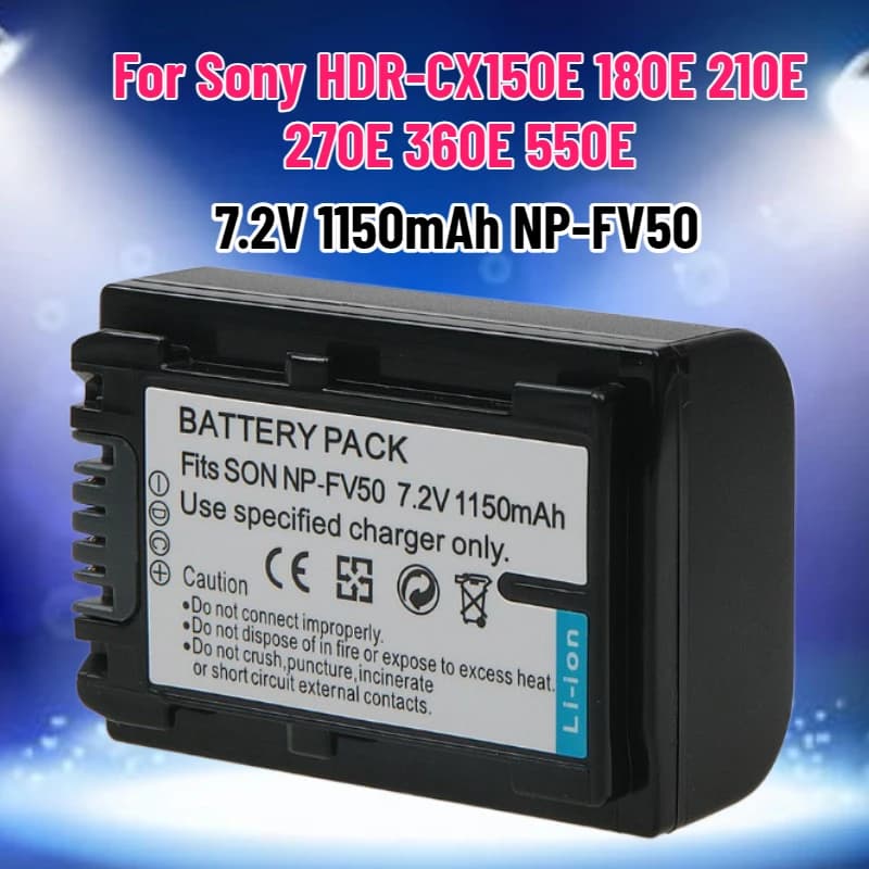 7.2V 1150mAh NP-FV50 Battery NP-FV50 Rechargeable Battery for Sony HDR-CX150E 180E 210E 270E 360E 550E Digital Camera
