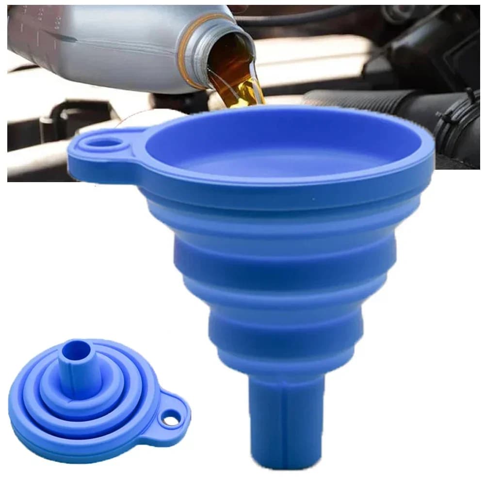 Universal Silicone Engine Funnel Foldable Portable Liquid Pouring Tool Uses for Oil and Washer Fluid Changes Car Maintenance