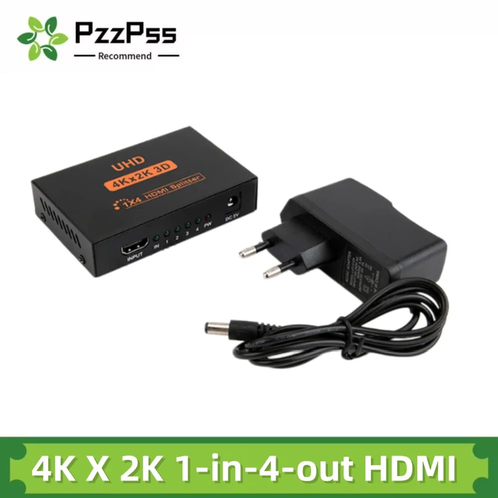 4K X 2K 1 in 4 out HDMI-compatible Splitter Switch UHD Video Switcher Cable Adapter Monitor Laptop PC HDTV Video Setup