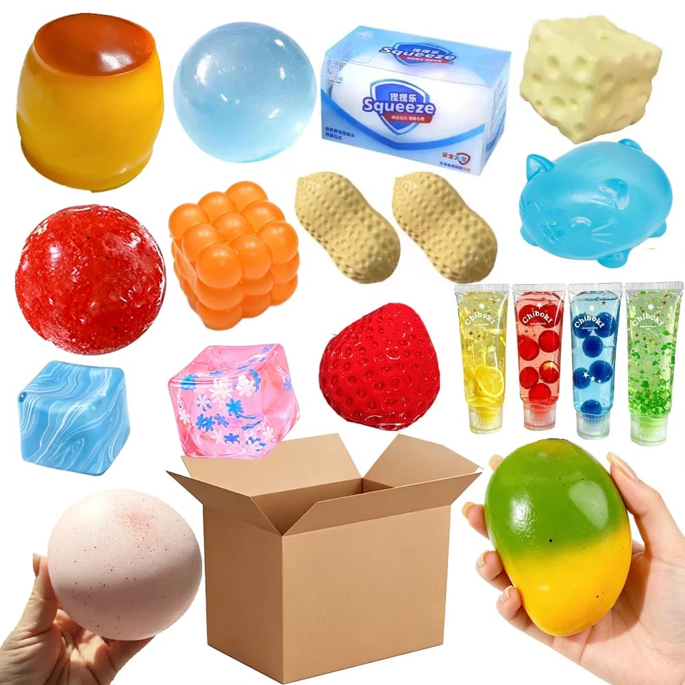 Hot Fruit Stress Ball Crunchy Squeeze Ball Squishy Cheese Peanut Soft Block Feel Fidget Toy ASMR Sensory Anti Stress Ball Adults