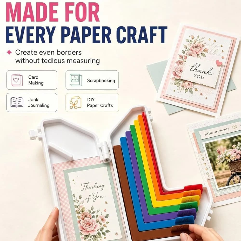 Papercraft Alignment Guide Set Includes Storage Box 7 Edge Precision Laminated Spacers Color Coded Card Making Scrapbooking DIY