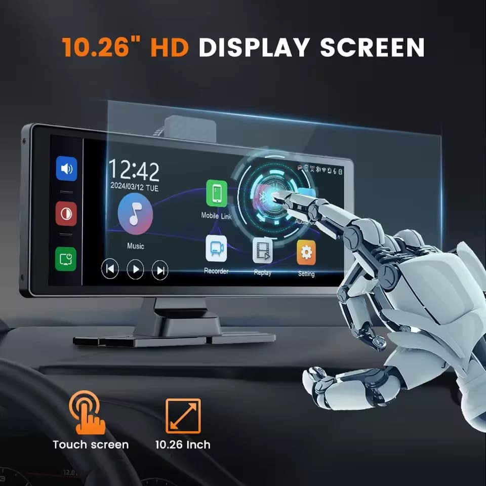 NEW 10.26 Inch 4K Wireless CarPlay Dual Lens Dashcam Black Box MP5 Player TV LCD Monitor IPS Rearview Mirror Camera 150 Angle