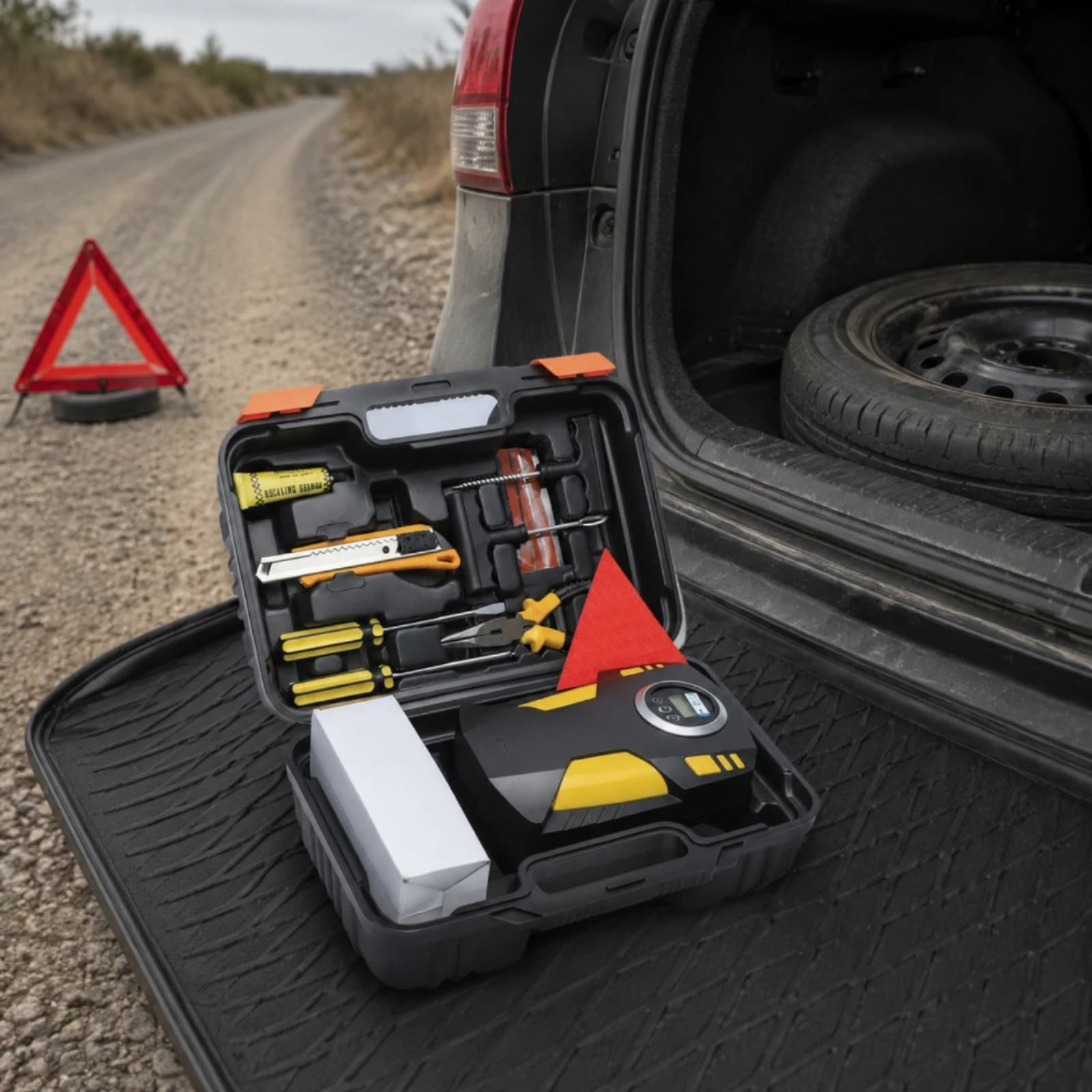 Portable Air Compressor with Pressure Gauge 12V Tire Inflator with LED Light Tire Inflator Mini Car Air Pump Quick Inflation