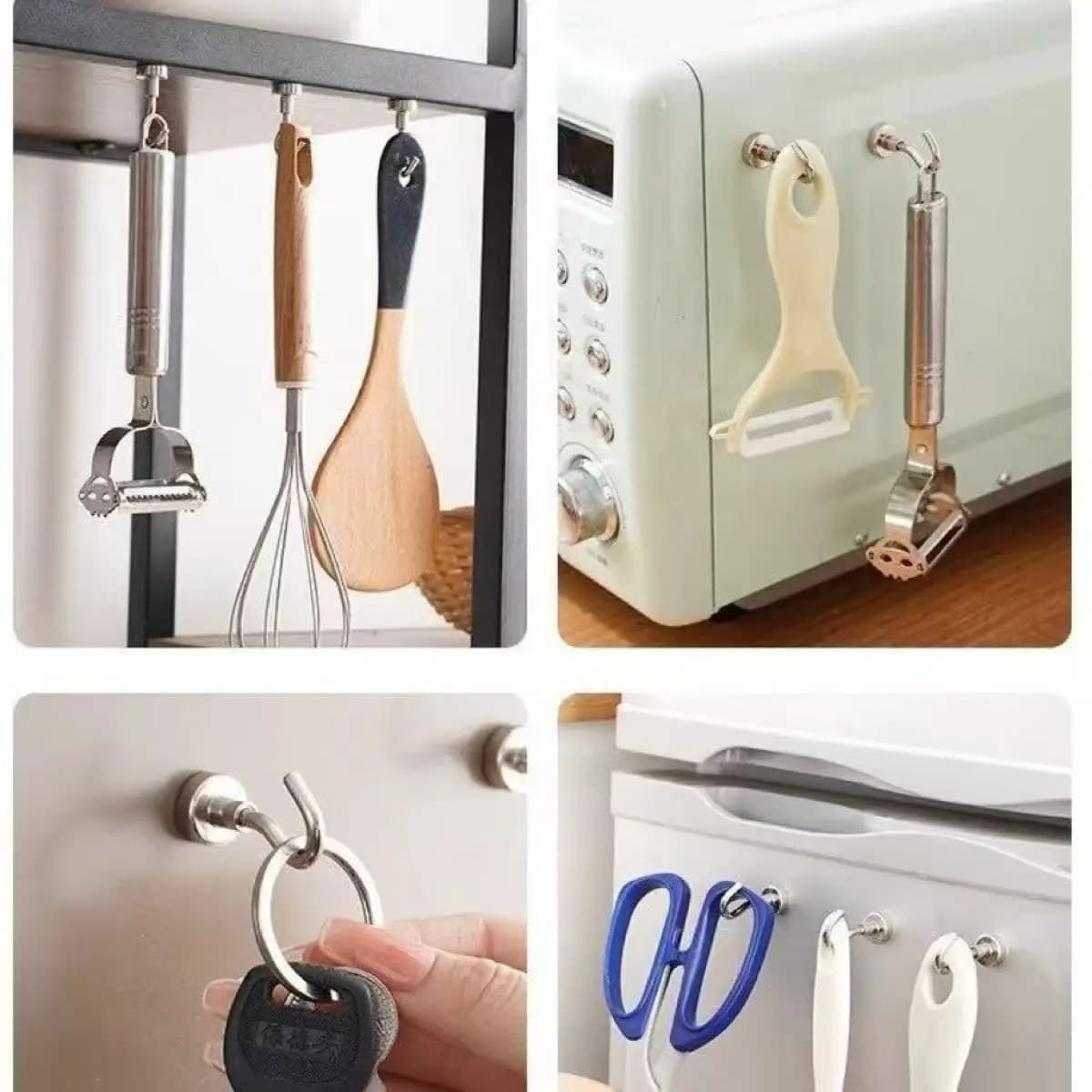 10/20Pcs Super Strong Neodymium Powerful Magnetic Hooks Ring Metal Magnet with Curved Hook Hanger for Hanging,Fridge,Wall,Key
