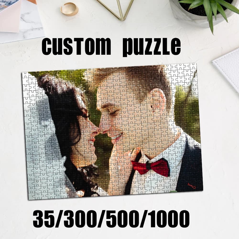 35/300/500/1000pcs Personalized Custom Photo Puzzle Customize Personalized Jigsaw Puzzles DIY Wooden Puzzle Gifts for Her Him