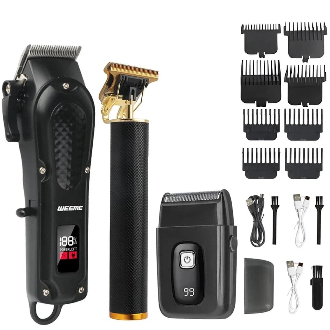 Vintage Men's Electric Hair Clipper Rechargeable Beard Trimmer with Foot Hair Trimmer Kit USB Fast Charging Hair Clipper
