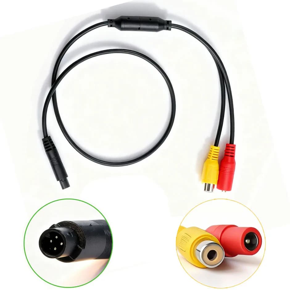 4 Pin To RCA Female Adapter Cable Harness Cord 12V for Car Reverse Backup Camera, Transmits CVBS Video Signal and Power Supply..