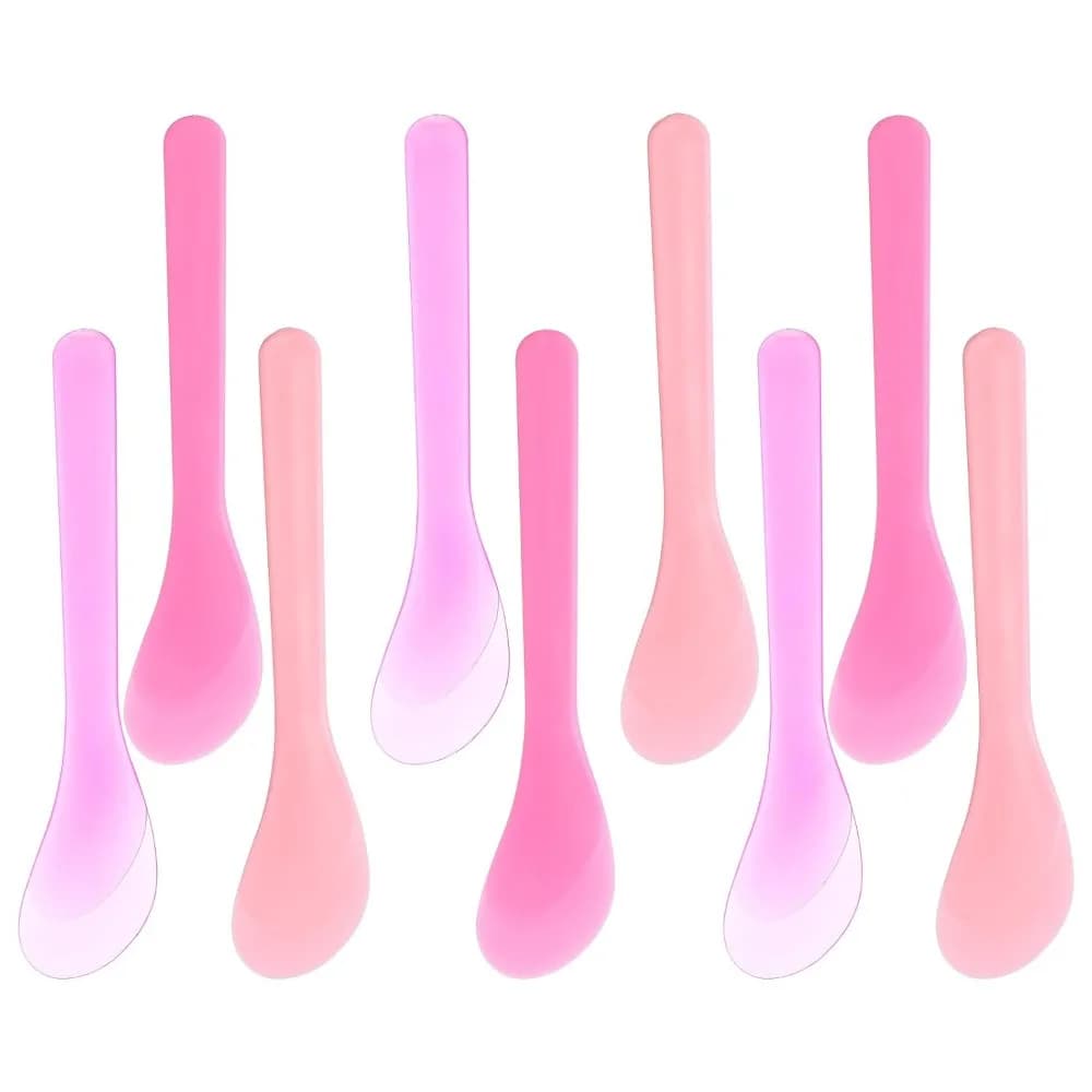 9-Piece Pink Facial Spatula Set for Makeup, Cosmetics, and DIY Skincare