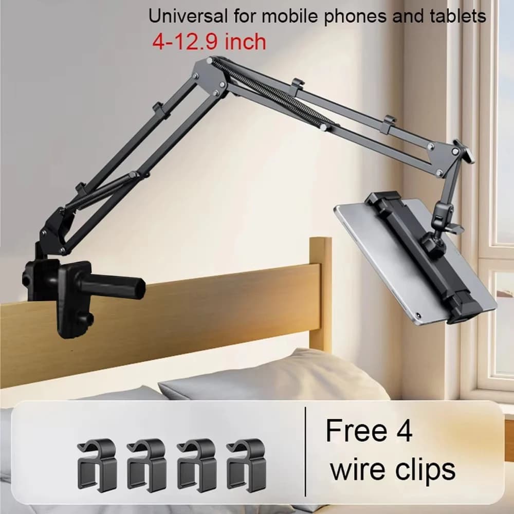 Tablet Holder for Bed with 90cm Metal Arm 360 °   Rotating Bed Tablet Mount Stand for iPad Stand 4.5~11 Inch Phone Tablet Bracket