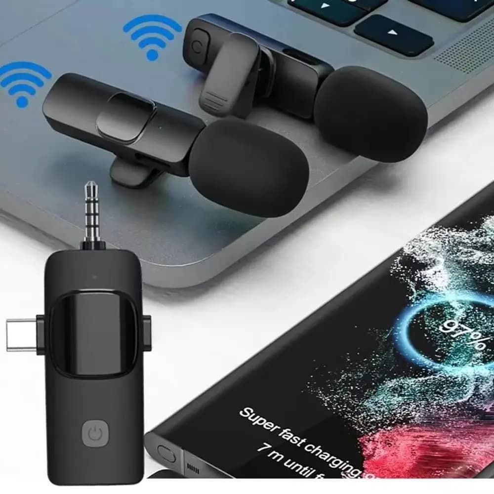 Mini Wireless Lavalier Microphone USB C Noise Cancellation Lapel Mic for iPhone 17/16/15 Video Recording Vlog