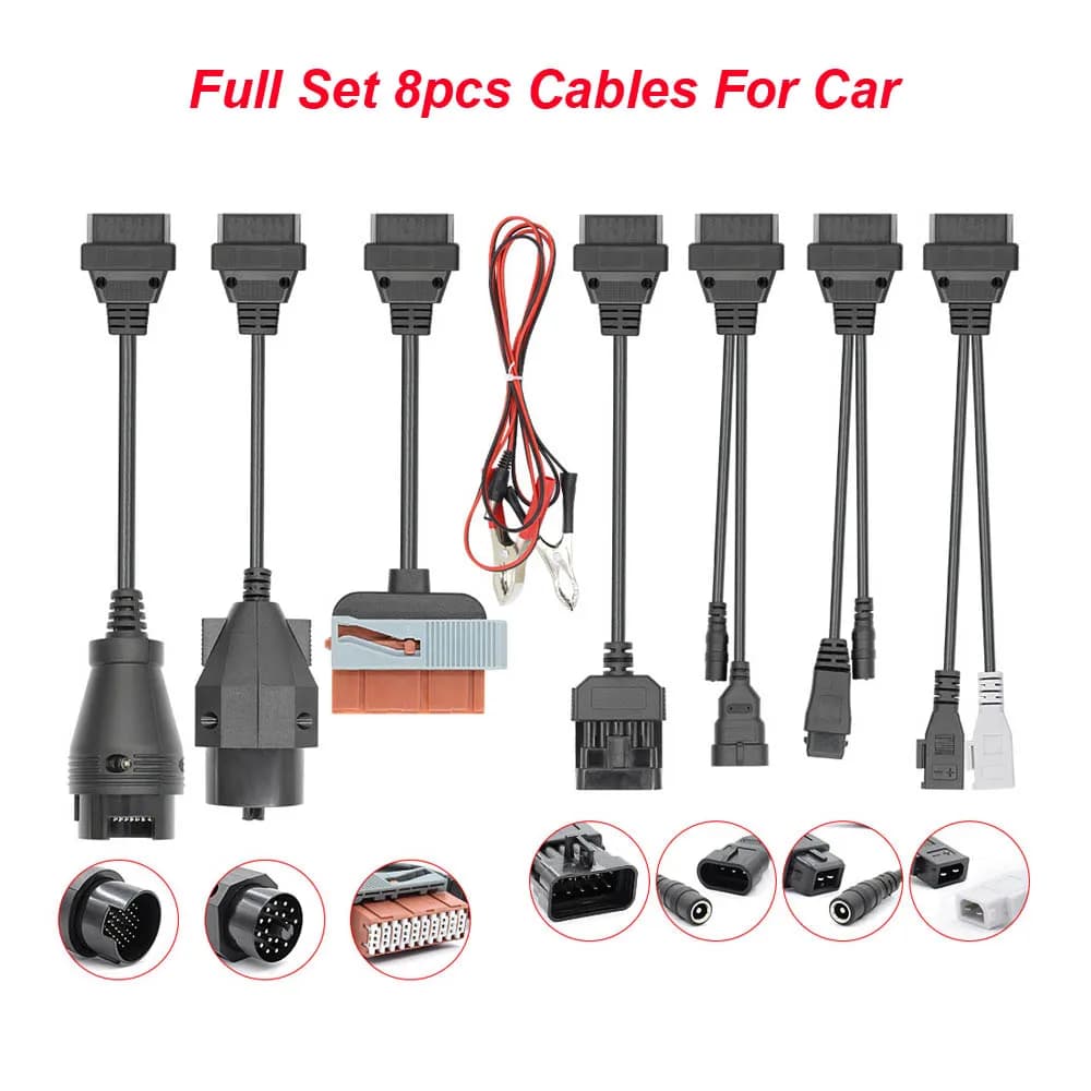 8-in-1 OBD2 Adapter Cable Set for Car Diagnostic Scanner Full Connector Kit Universal OBD Extension Cables