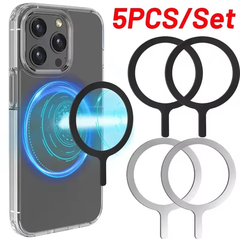 5-1pcs Sticker Ring For Magsafe Wireless Charging For iPhone 15 16 17 Pro Max Mobile Phone Magnetic Wireless Charger Metal Plate