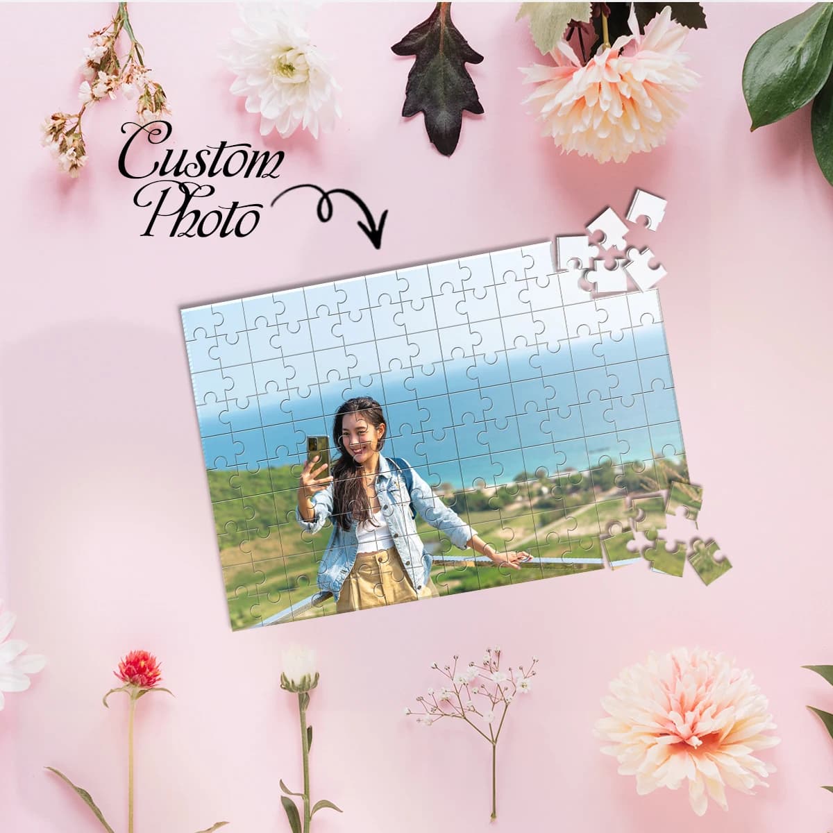 35/150/300/500/1000pcs Outdoor selfies Customized Photo Jigsaw puzzle Personalised Decompression Puzzles Girlfriend Gift