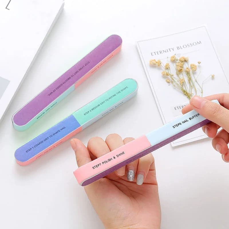 Multi Surface Printed Nail Polishing File 7 Sides Manicure Strip Professional Salon DIY Gel Nail Wholesale Supply